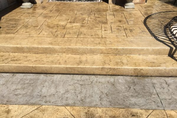 stamped concrete stair installation